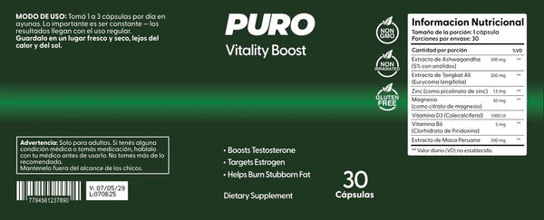 Cápsulas PURO™ | El secreto para deshincharte de forma 100% natural y recuperar tu cuerpo de hombre.