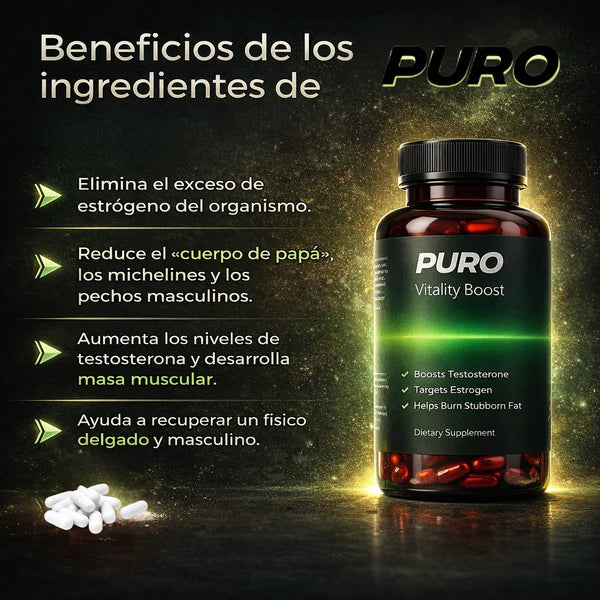 Cápsulas PURO™ | El secreto para deshincharte de forma 100% natural y recuperar tu cuerpo de hombre.